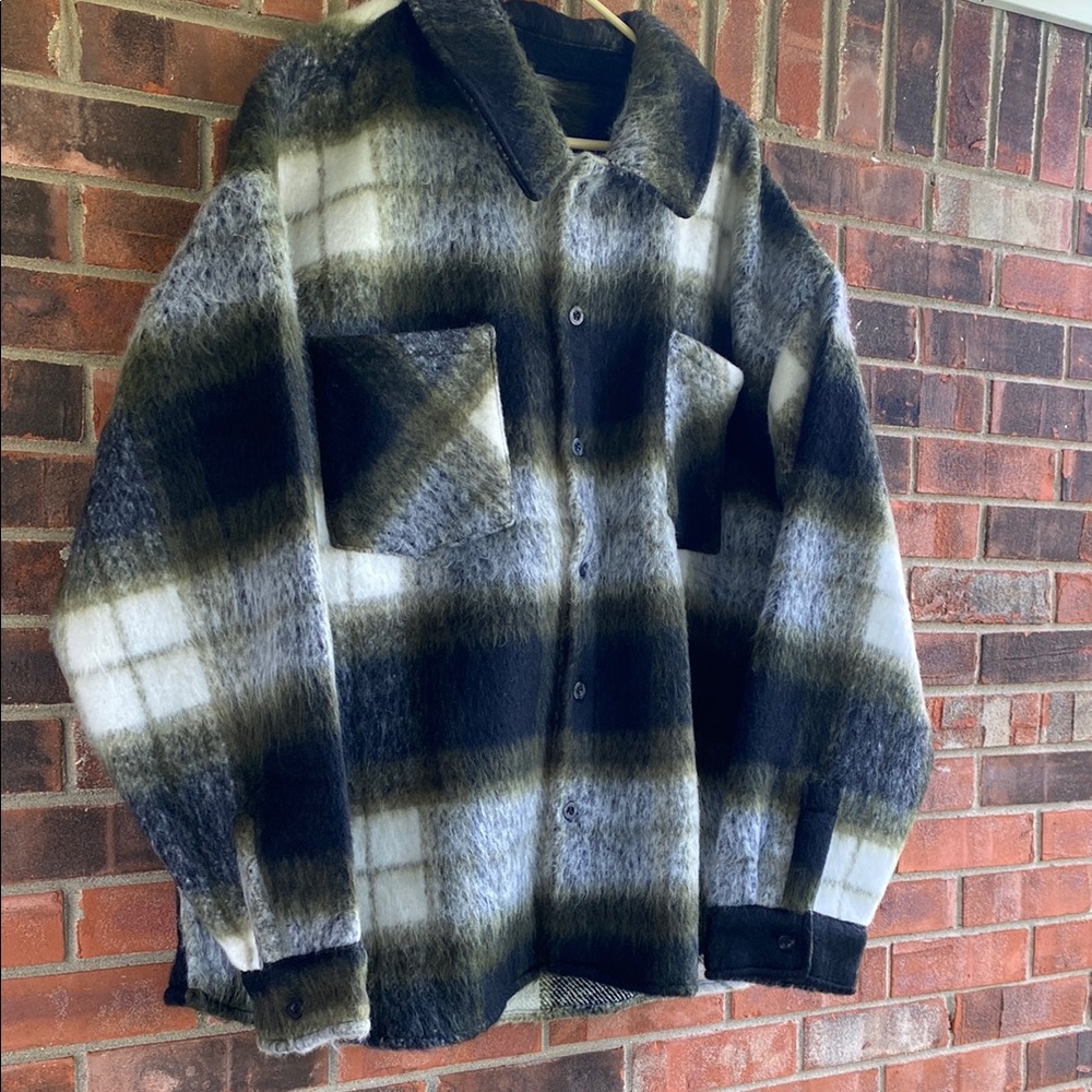Forest Green Plaid Button-Up Jacket